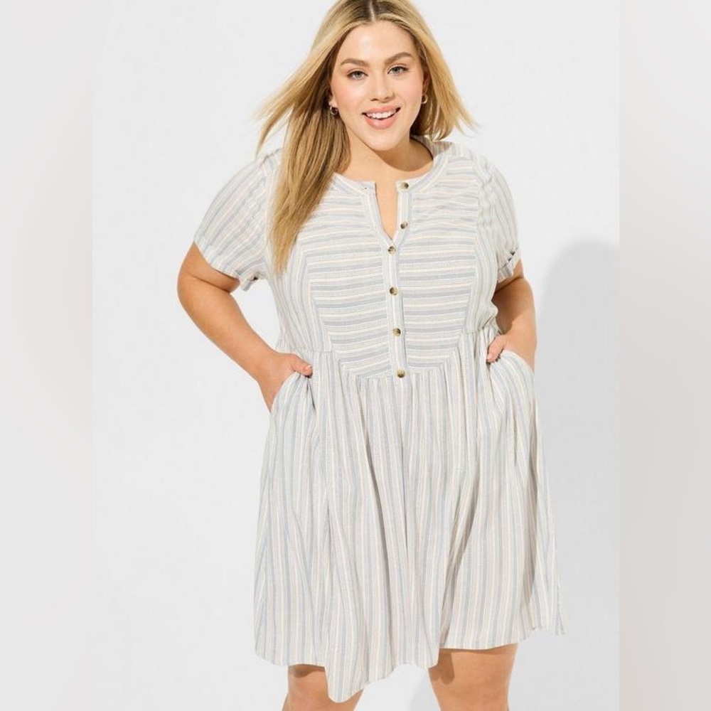 Torrid Mini Rayon Slub Button Front Fit N Flare Dress